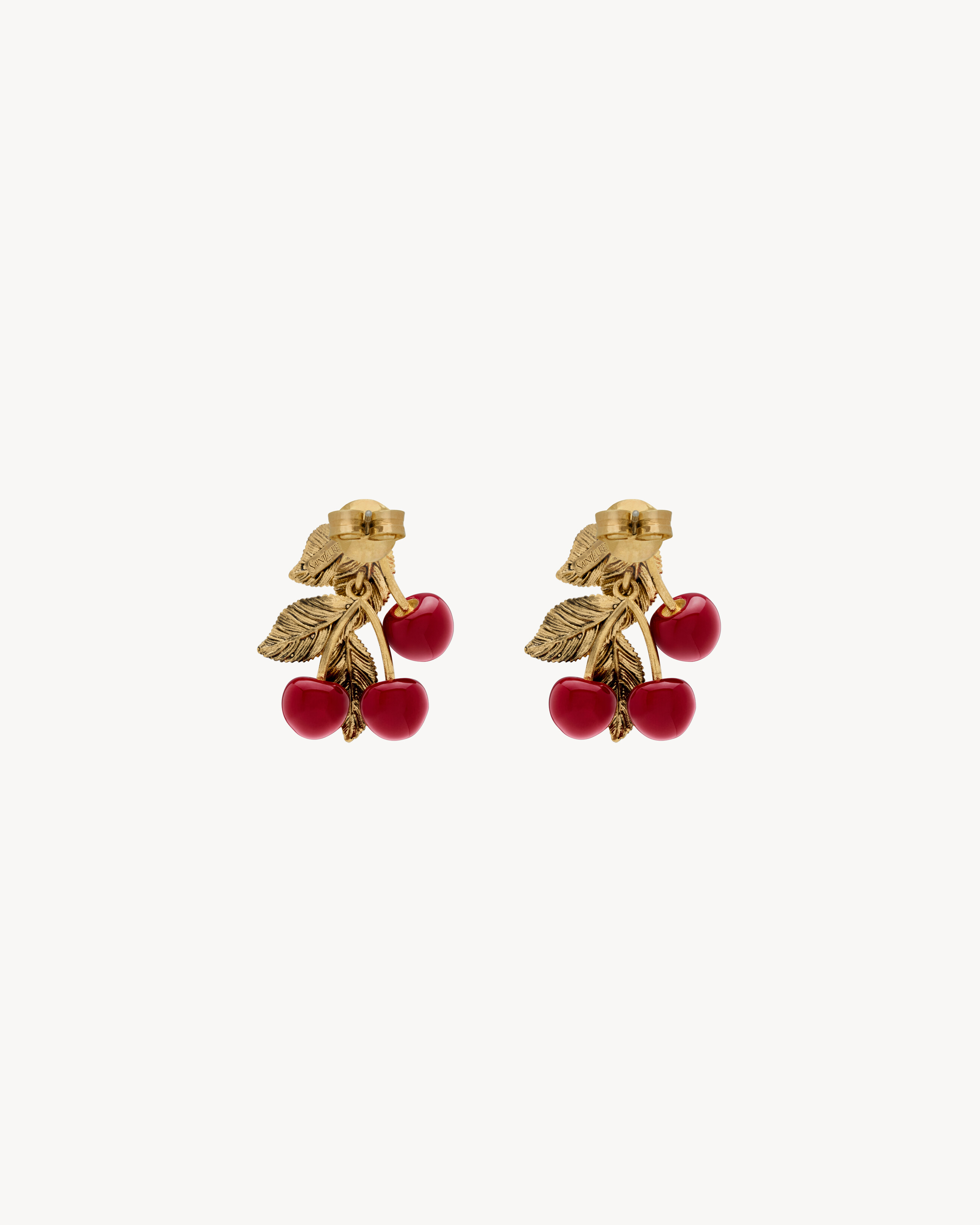 Boucles d'oreilles cerise en émail et métal
