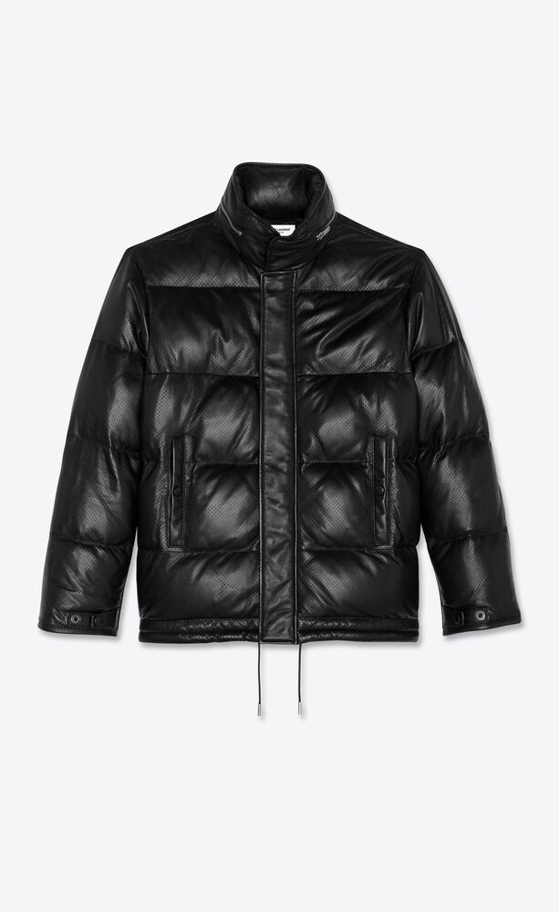 Down puffer jacket in perforated lambskin | Saint Laurent United States |  YSL.com