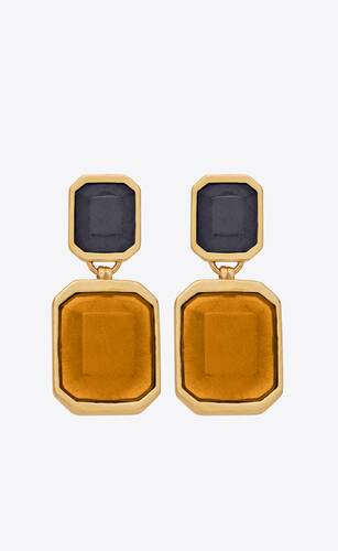 double octagon drop earrings in metal and resin
