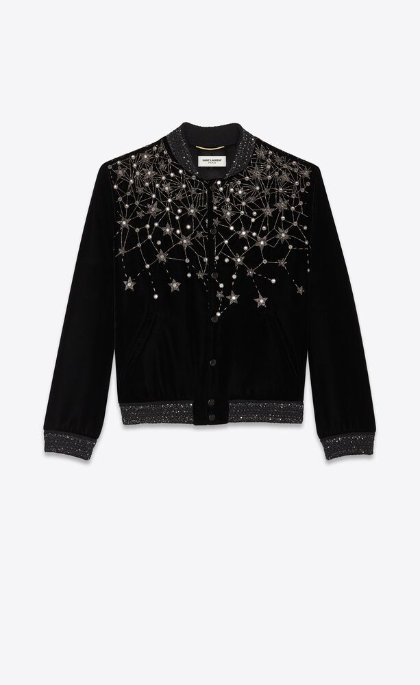 YSL varsity jacket in embroidered velvet Saint Laurent United States