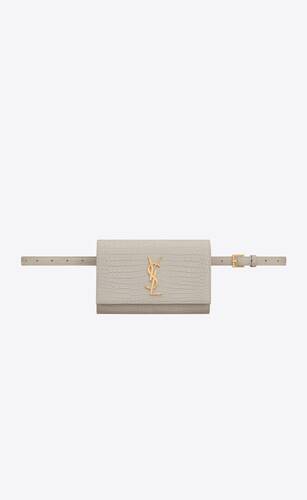 kate belt bag in crocodile-embossed shiny leather