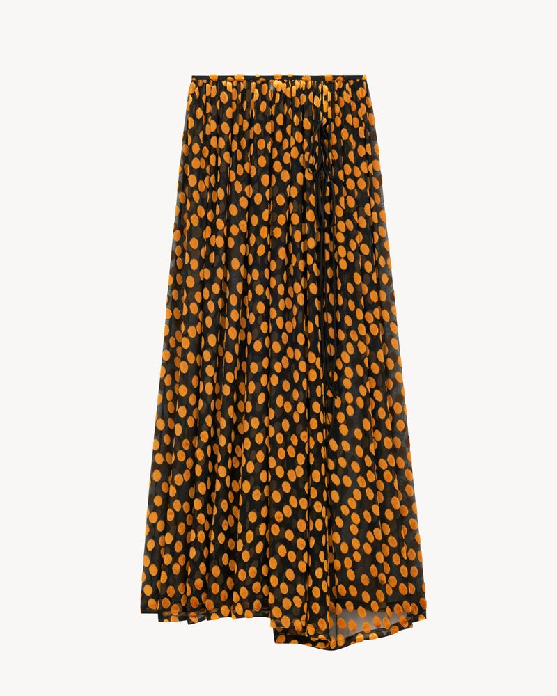 split maxi skirt in velvet dotted silk muslin