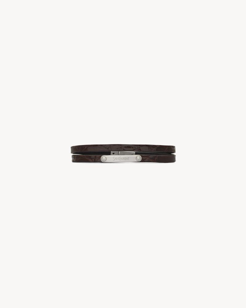 DOUBLE-WRAP BRACELET IN CROCODILE AND METAL