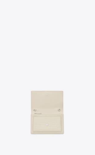 ysl sunset chain wallet in crocodile embossed shiny leather