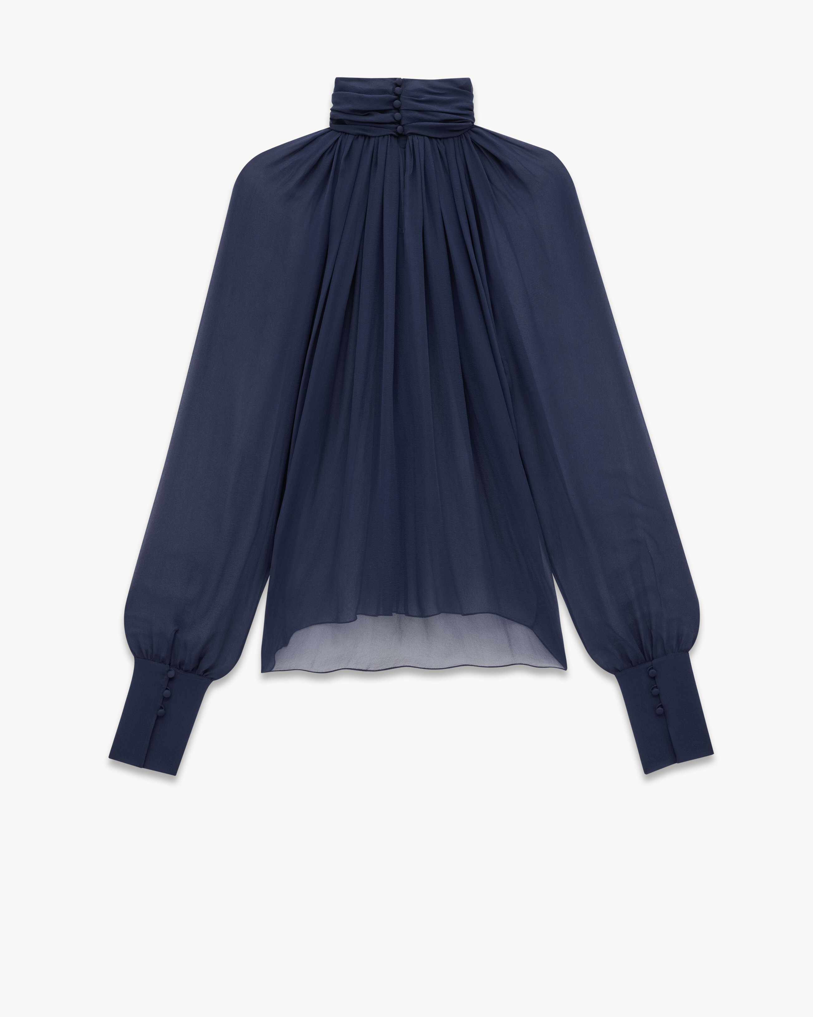 turtleneck blouse in silk muslin