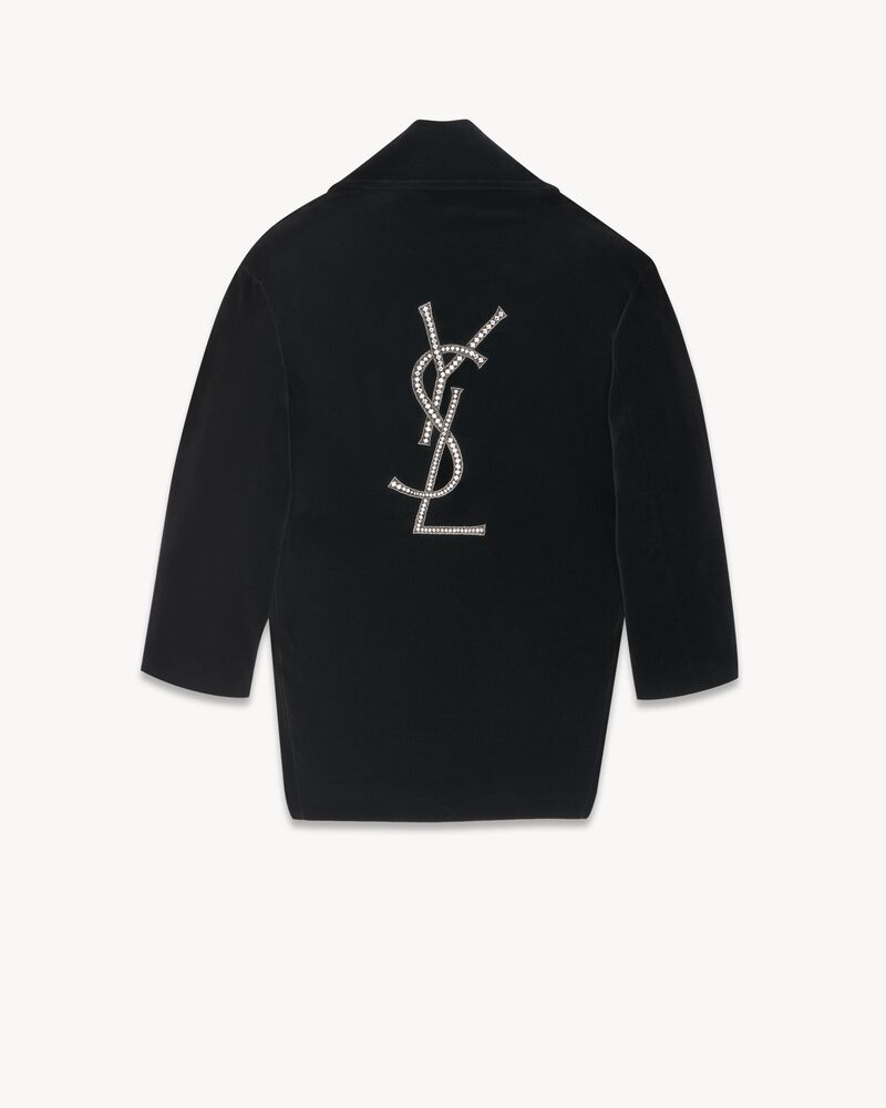 YSL oversized peacoat in cotton velvet | Saint Laurent | YSL.com