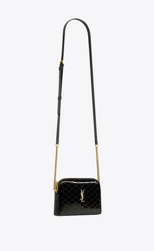 gaby zipped pouch in quilted patent leather