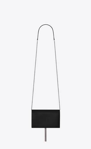 Kate tassel chain wallet in black textured leather | Saint Laurent