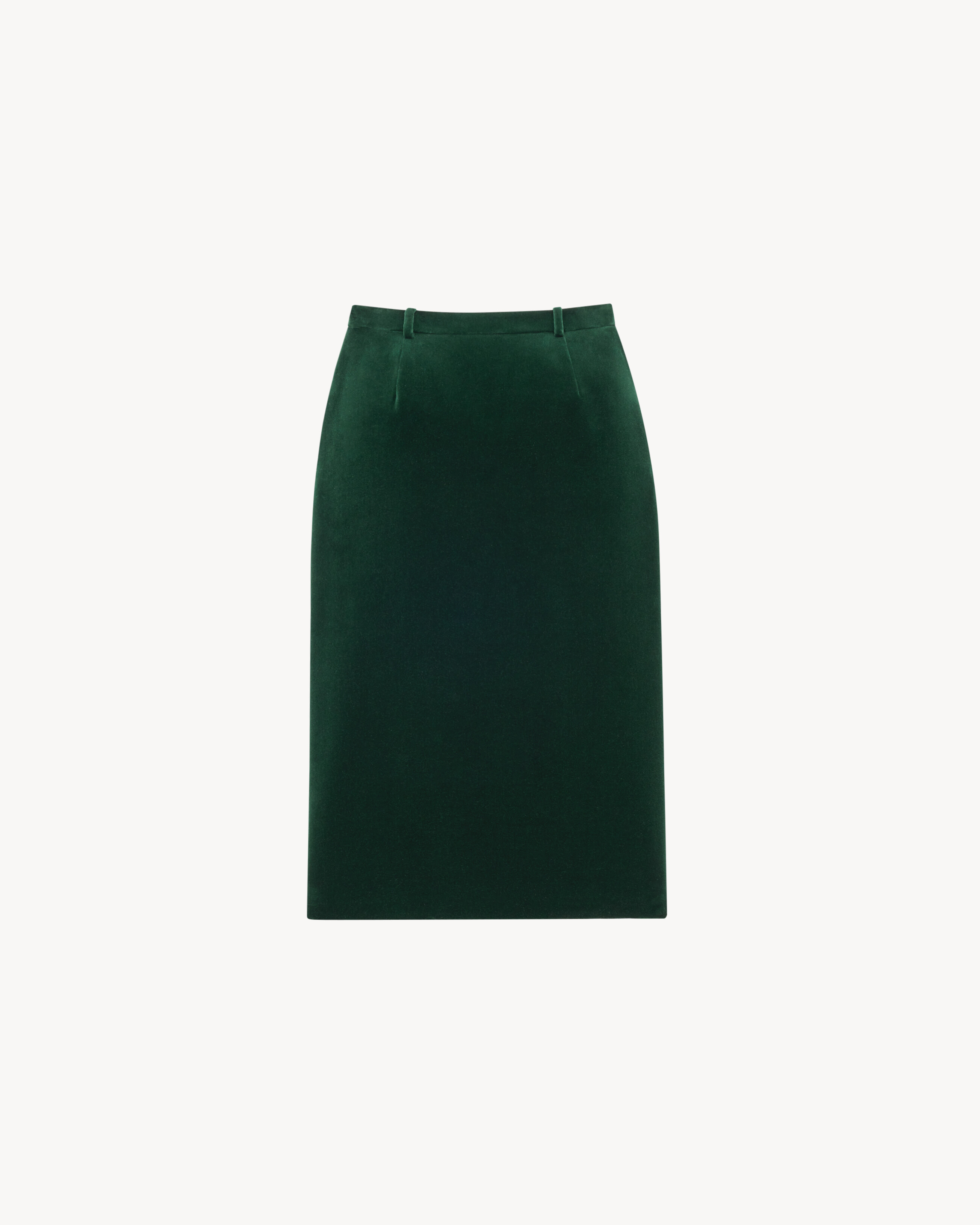 Jupe midi portefeuille en velours de coton en Vert Saint Laurent