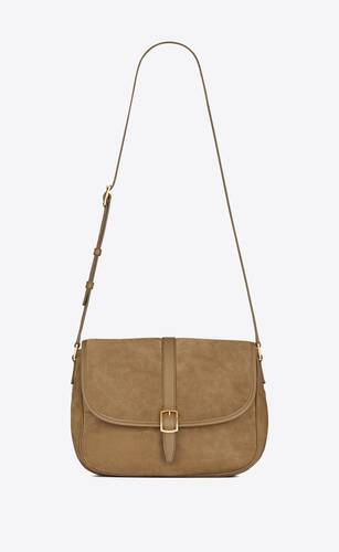 sorbonne flap bag in suede and vintage leather