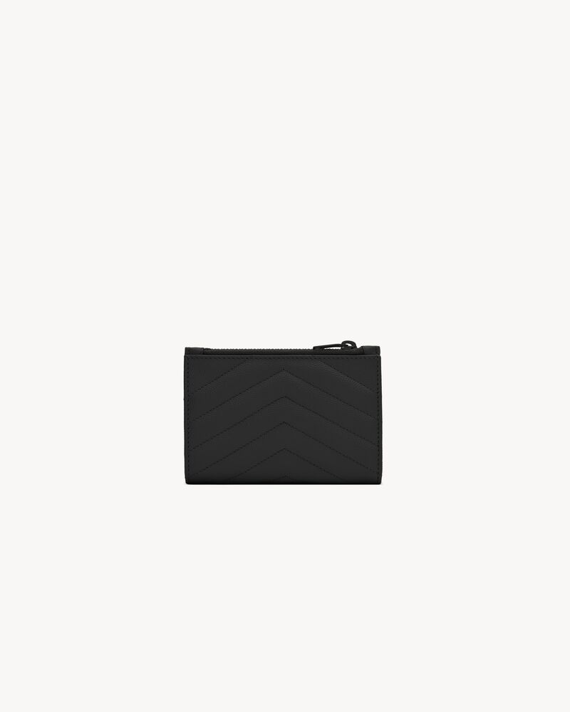 CASSANDRE SAINT LAURENT MATELASSÉ粒面压印皮革拉链双折钱包