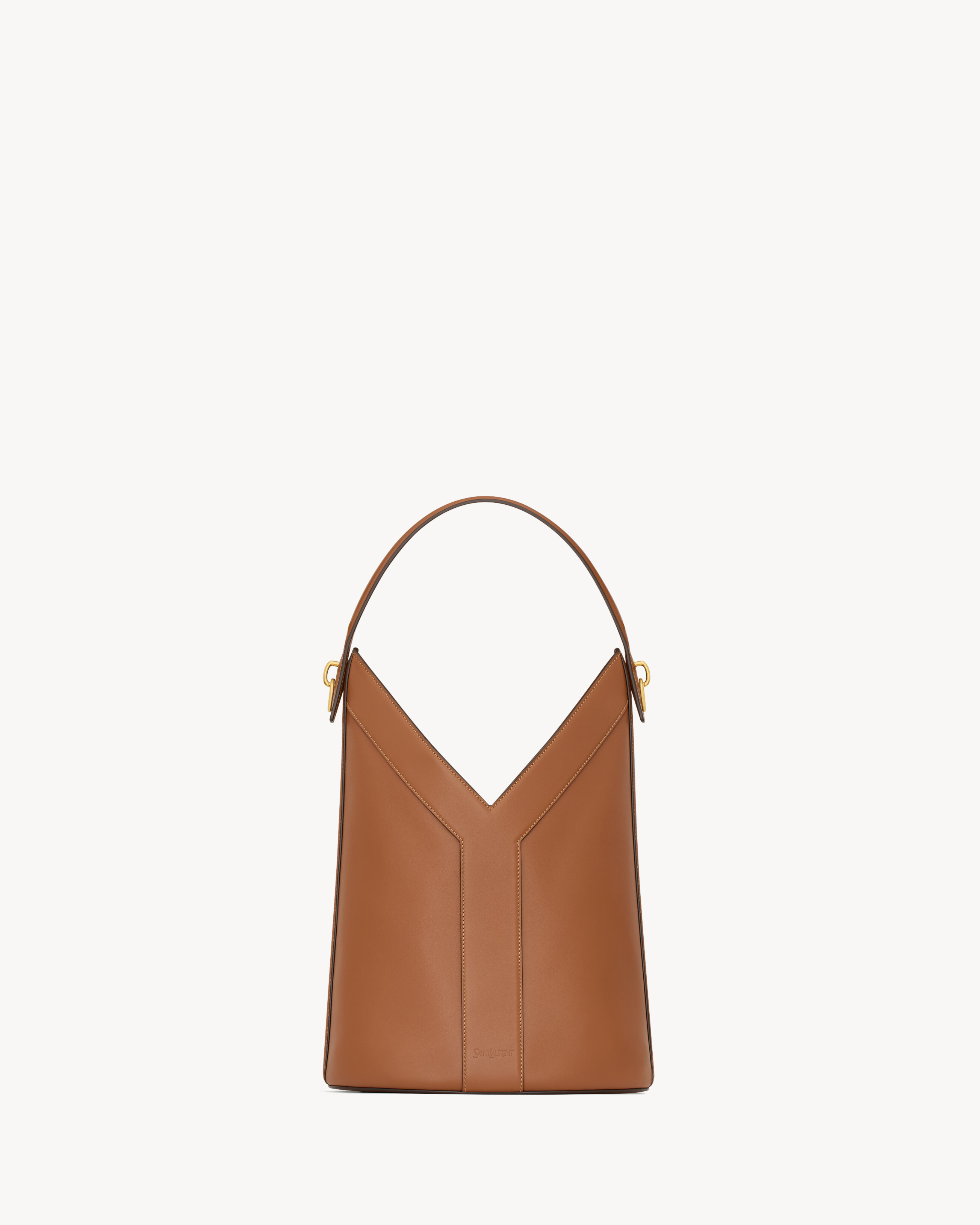 Y top-handle bucket in leather