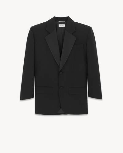 oversized tuxedo jacket in raised-stripe wool