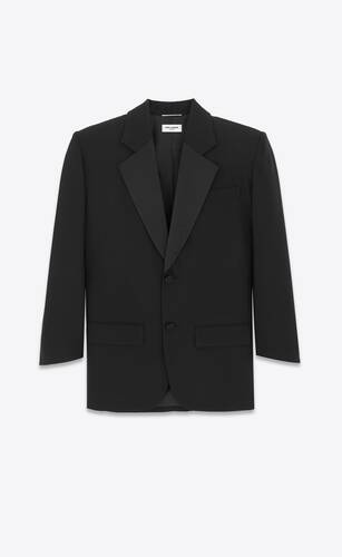 oversized tuxedo jacket in raised-stripe wool