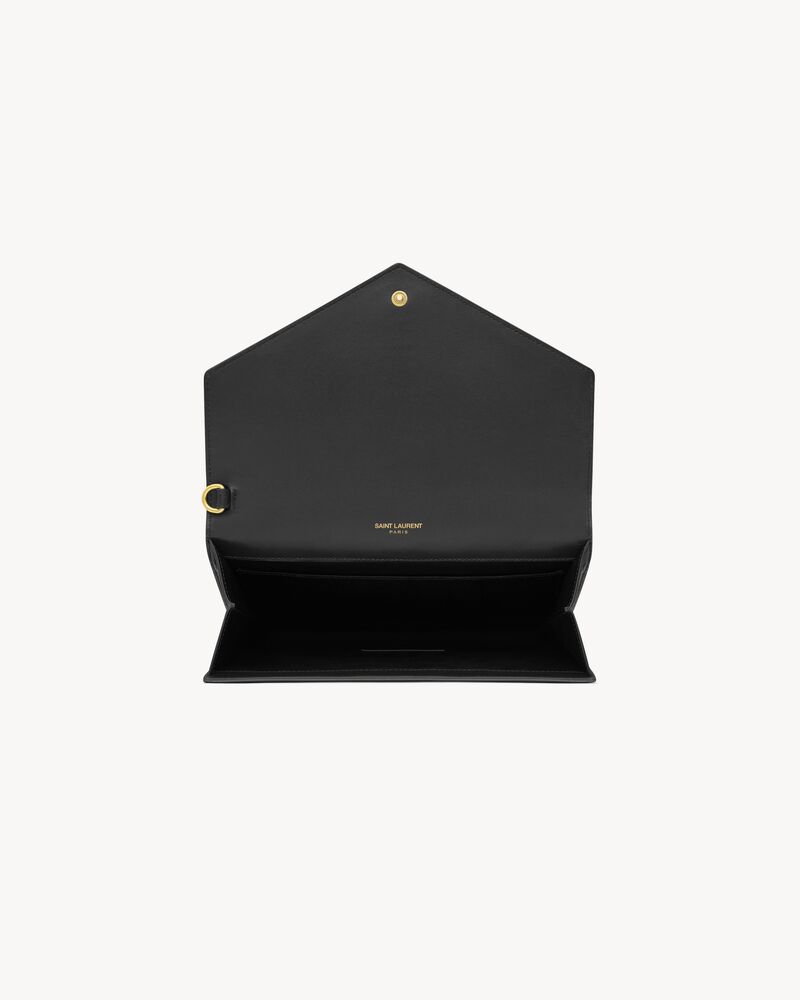 CASSANDRE flap pouch in crocodile-embossed shiny leather