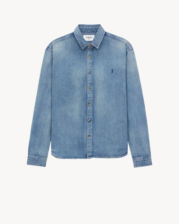 CASSANDRE SHIRT IN DAY BLUE DENIM in Blue | Saint Laurent