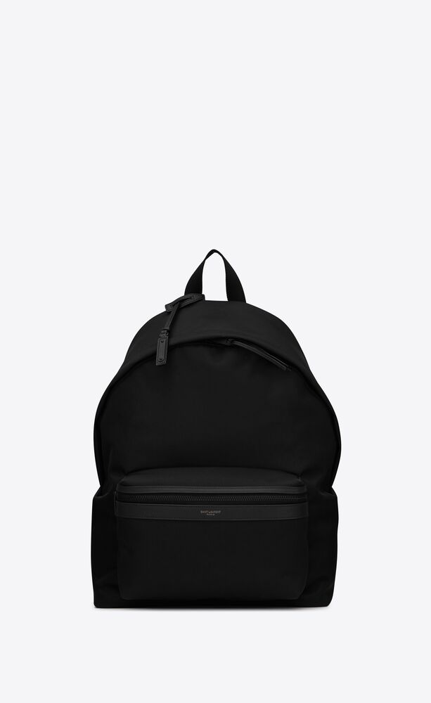 city backpack in econyl®, smooth leather and nylon