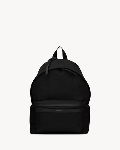 city backpack in econyl®, smooth leather and nylon