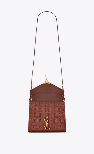 CASSANDRA Mini top handle bag in caiman-embossed leather | Saint ...