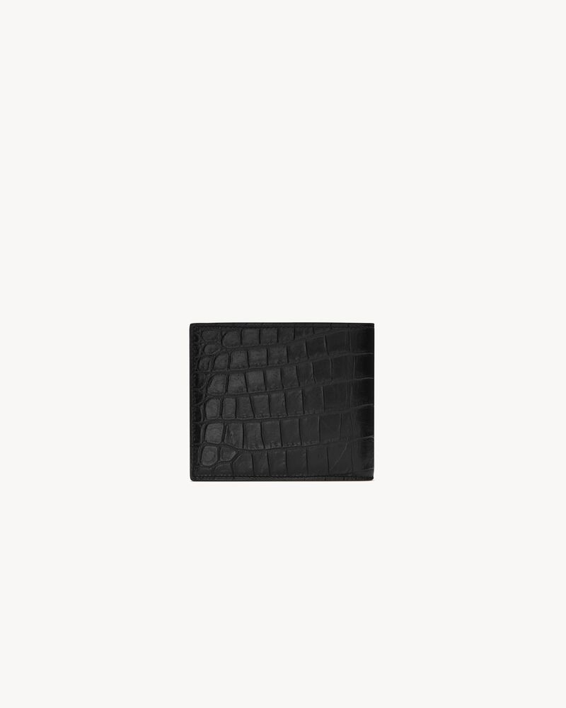 tiny cassandre east/west wallet with coin purse in crocodile-embossed matte leather