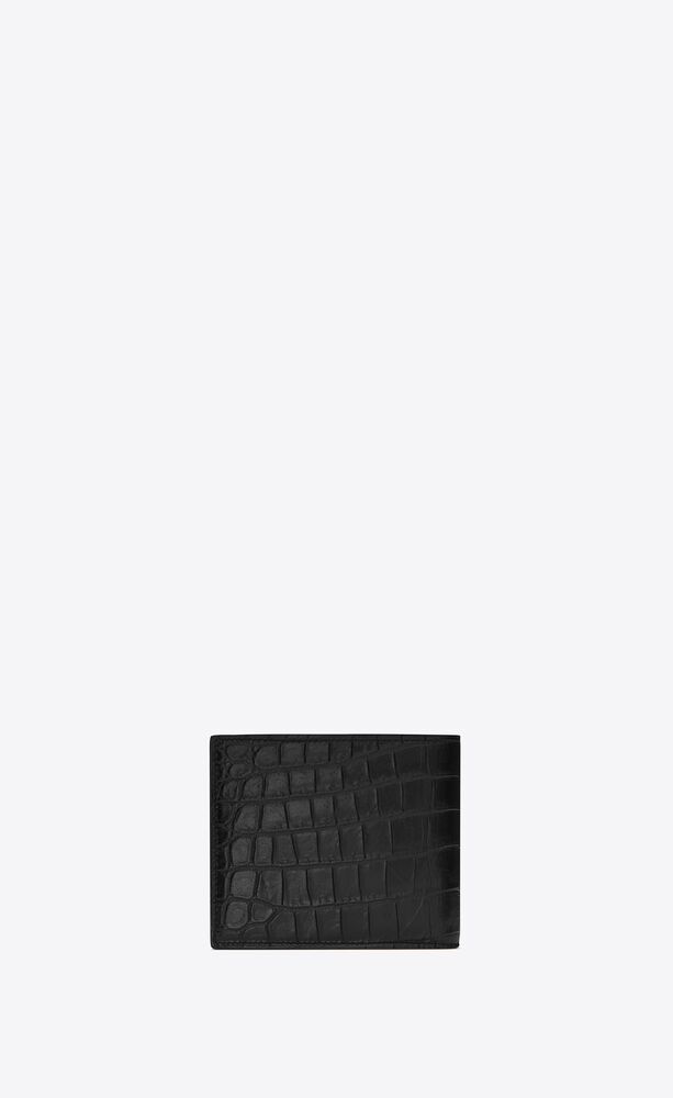 tiny cassandre east/west wallet with coin purse in crocodile-embossed matte leather