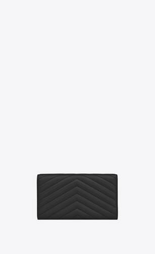 YSL Cassandre Matelassé Large Flap Wallet in Grain de Poudre Embossed  Leather