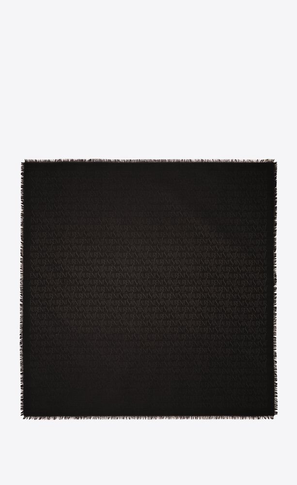 saint laurent large square scarf in silk and wool jacquard