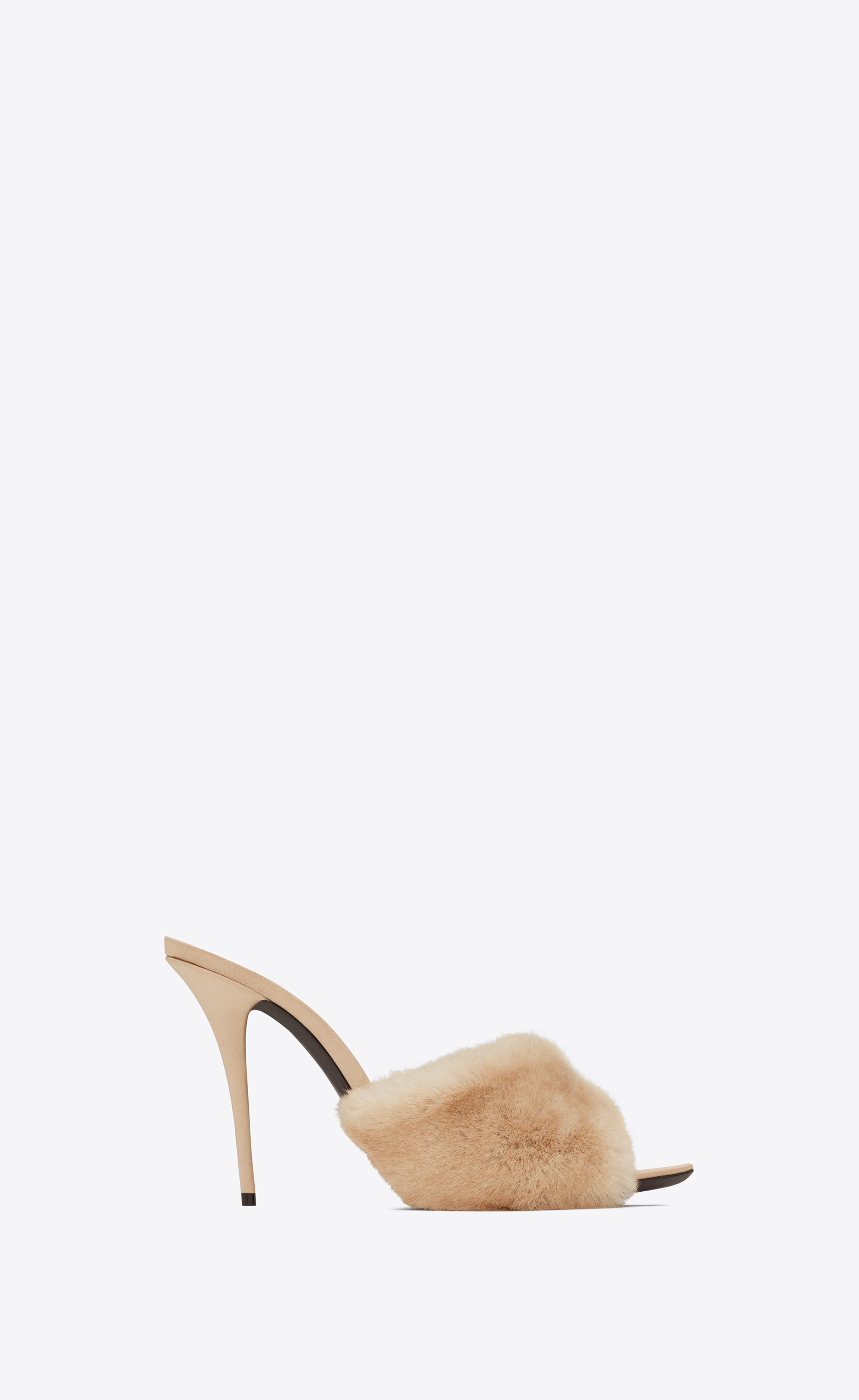LA 16 HEELED MULES IN ANIMAL FREE-FUR AND SMOOTH LEATHER, Saint Laurent