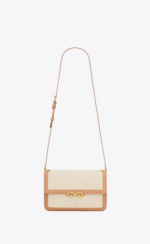 le maillon satchel in canvas and vegetable-tanned leather