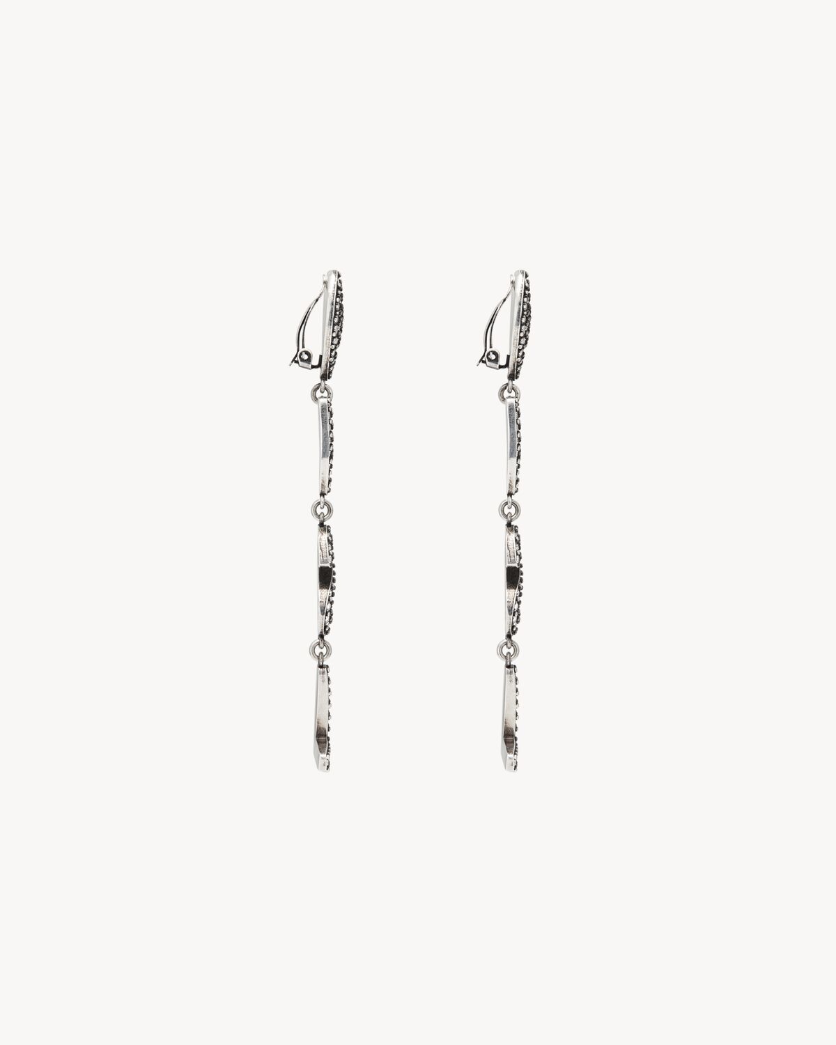 opyum heart earrings in metal and crystal