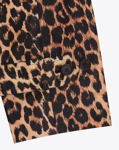 Trench coat in leopard silk taffeta | Saint Laurent | YSL.com