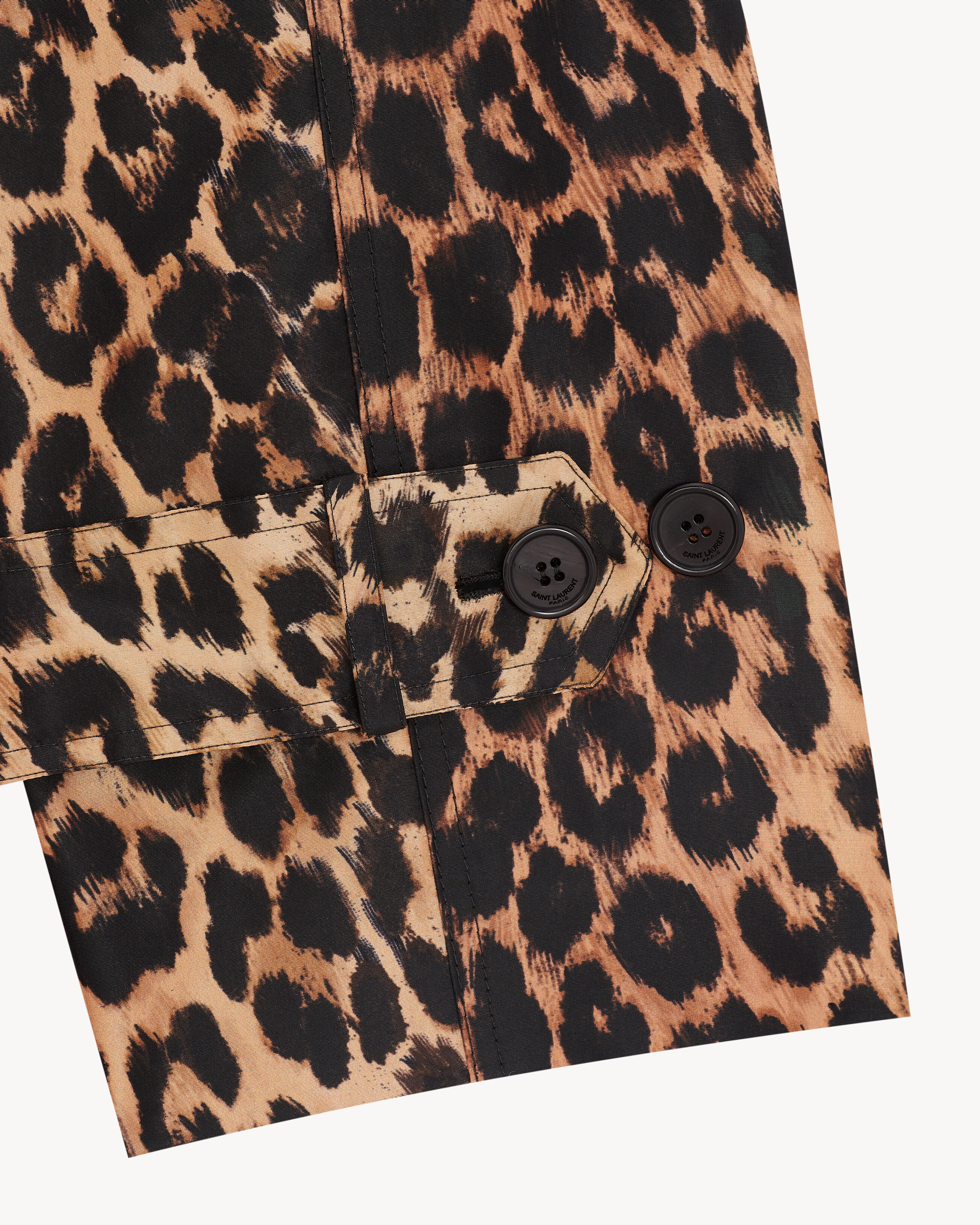 trench coat in leopard silk taffeta