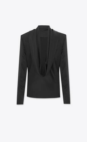 cowl-back blouse in silk satin