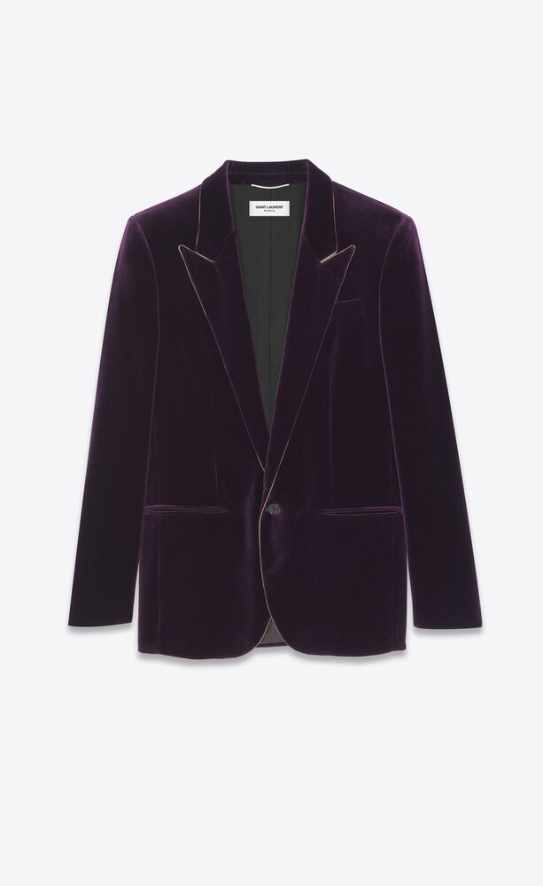 fitted single-breasted jacket in velvet