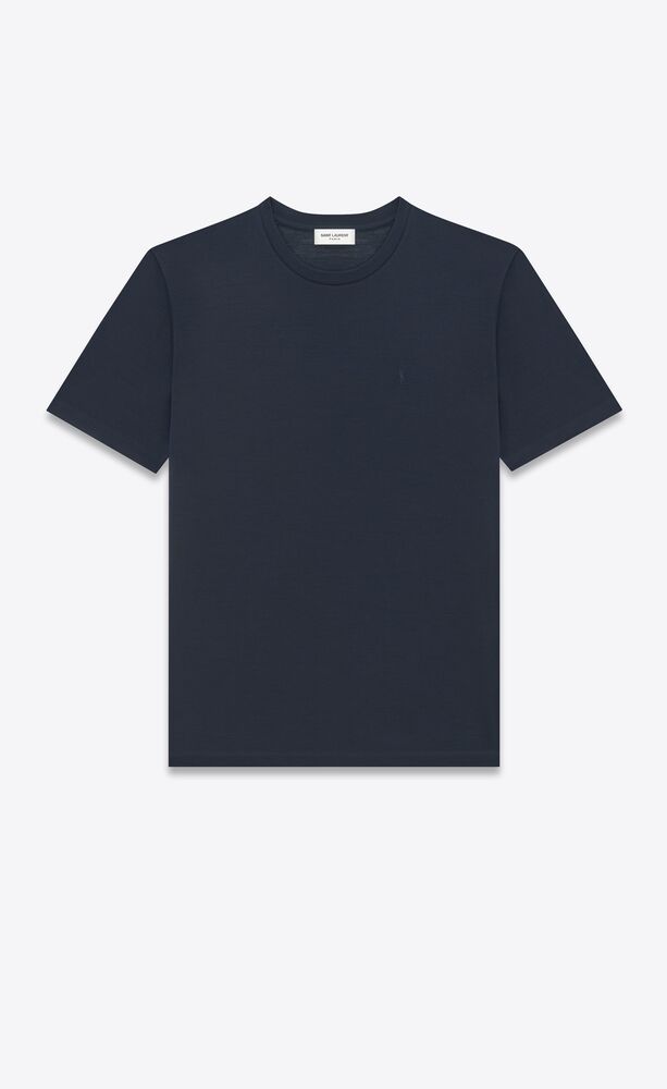 camiseta con monograma de punto de seda de lana