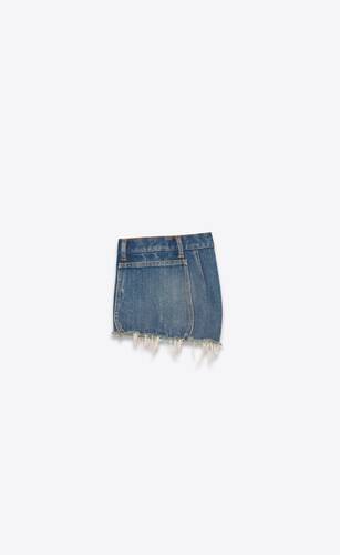 raw-edge shorts in indigo sky blue denim