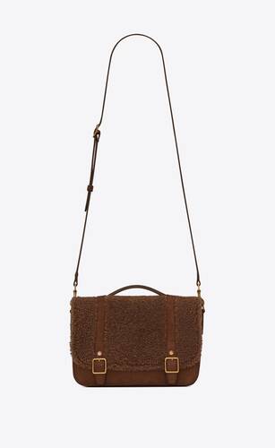 schoolbag mini satchel in shearling and nubuck