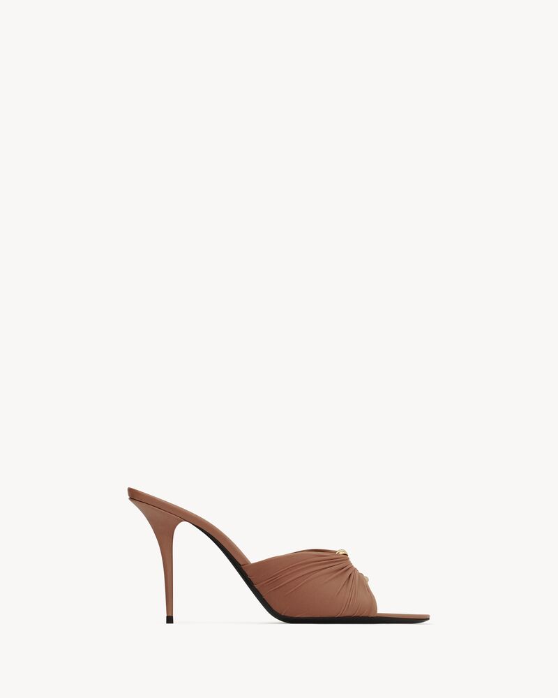 LOLA mules in smooth leather and draped jersey