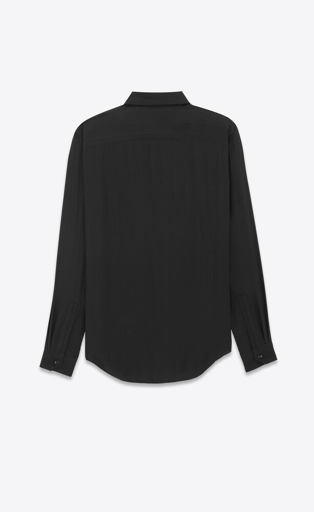Shirt in matte and shiny CASSANDRE striped silk | Saint Laurent | YSL.com