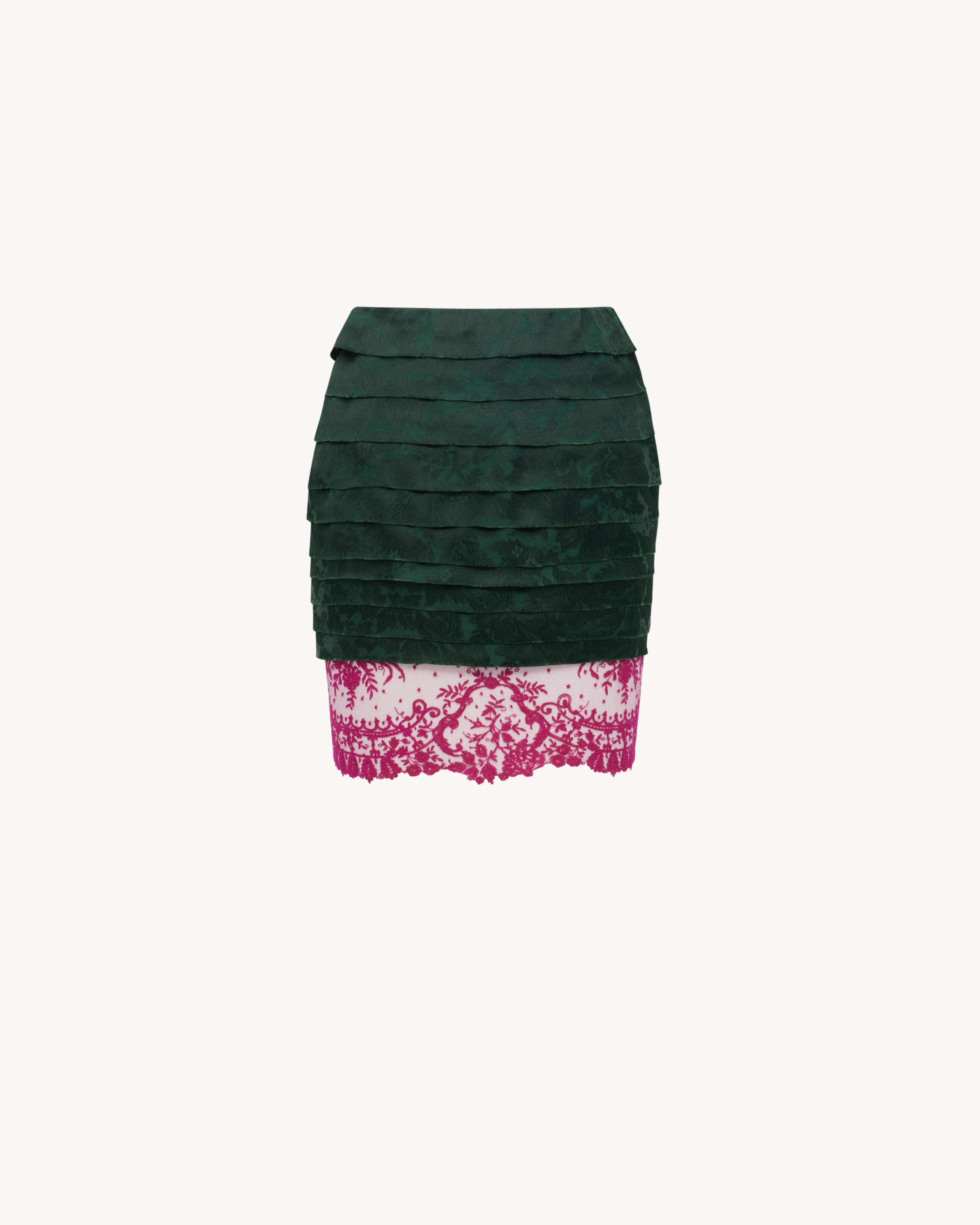 mini skirt in jacquard and lace