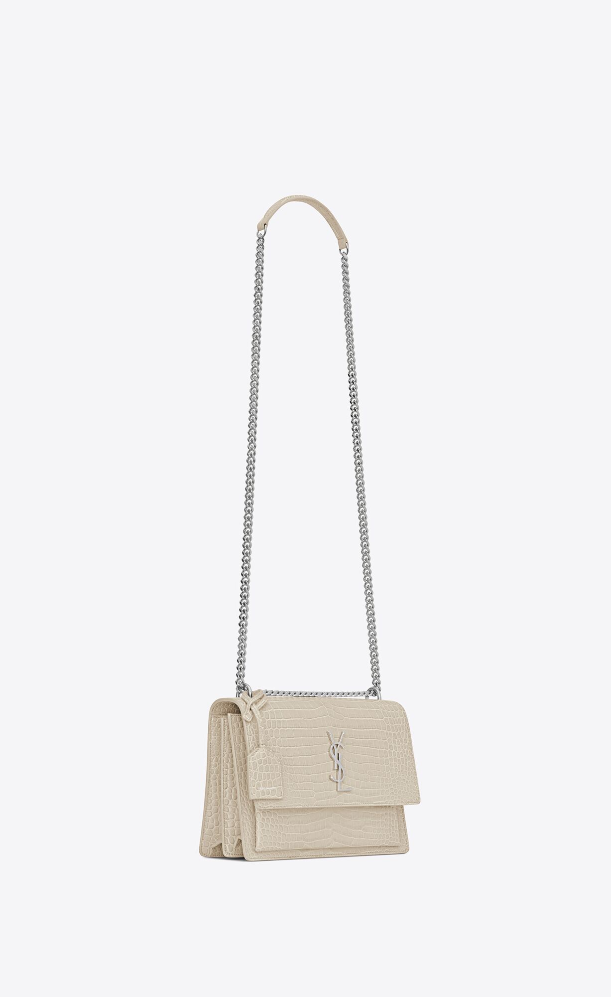 SUNSET Medium chain bag in crocodile embossed shiny leather | Saint ...