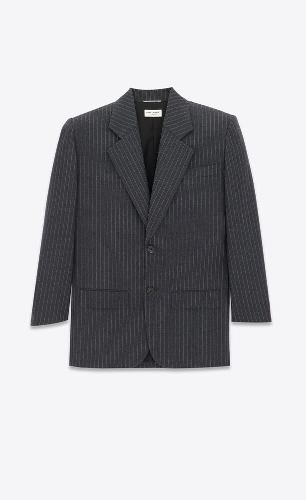 oversized jacket in rive gauche striped flannel