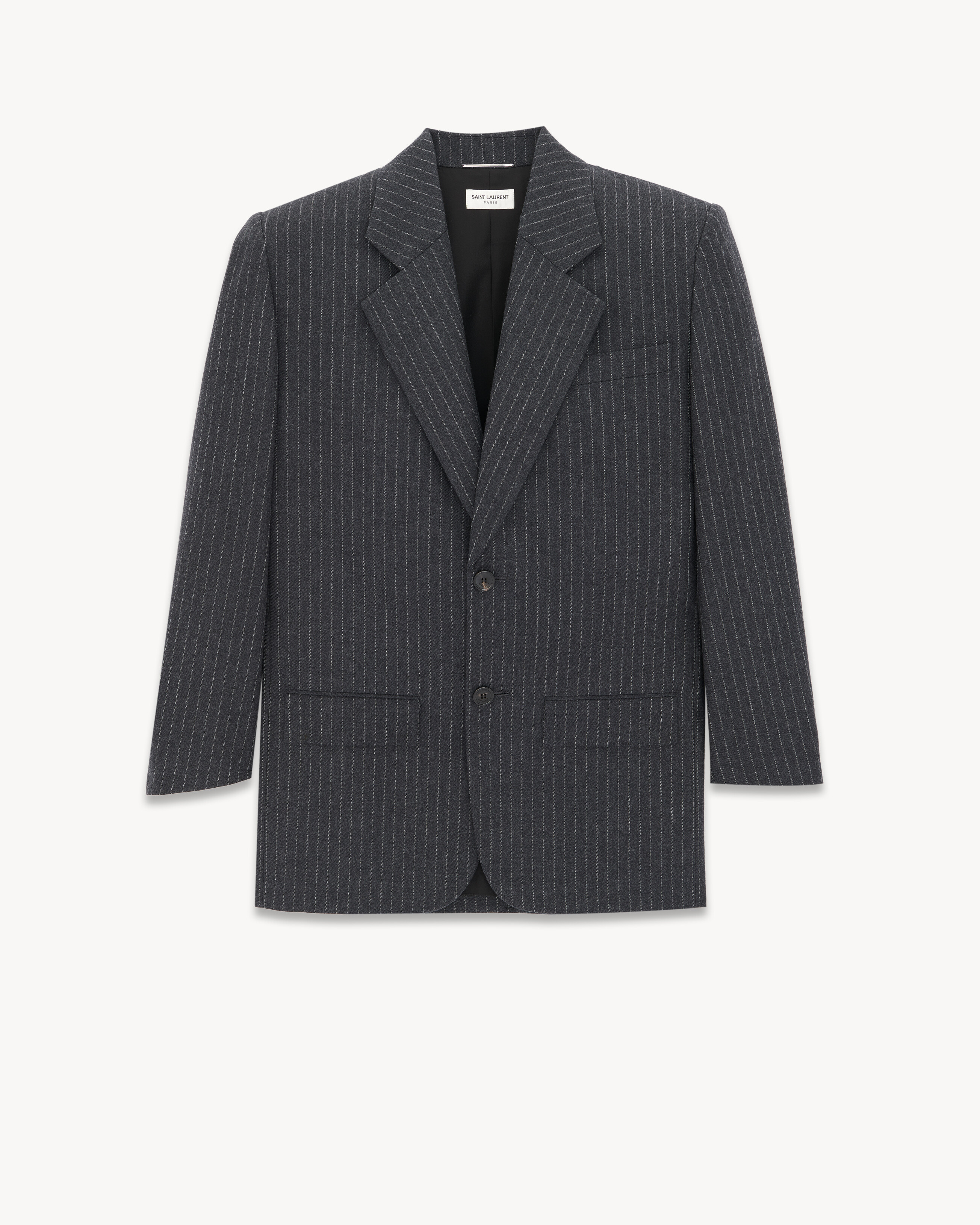 Oversized jacket in RIVE GAUCHE striped flannel | YSL.com