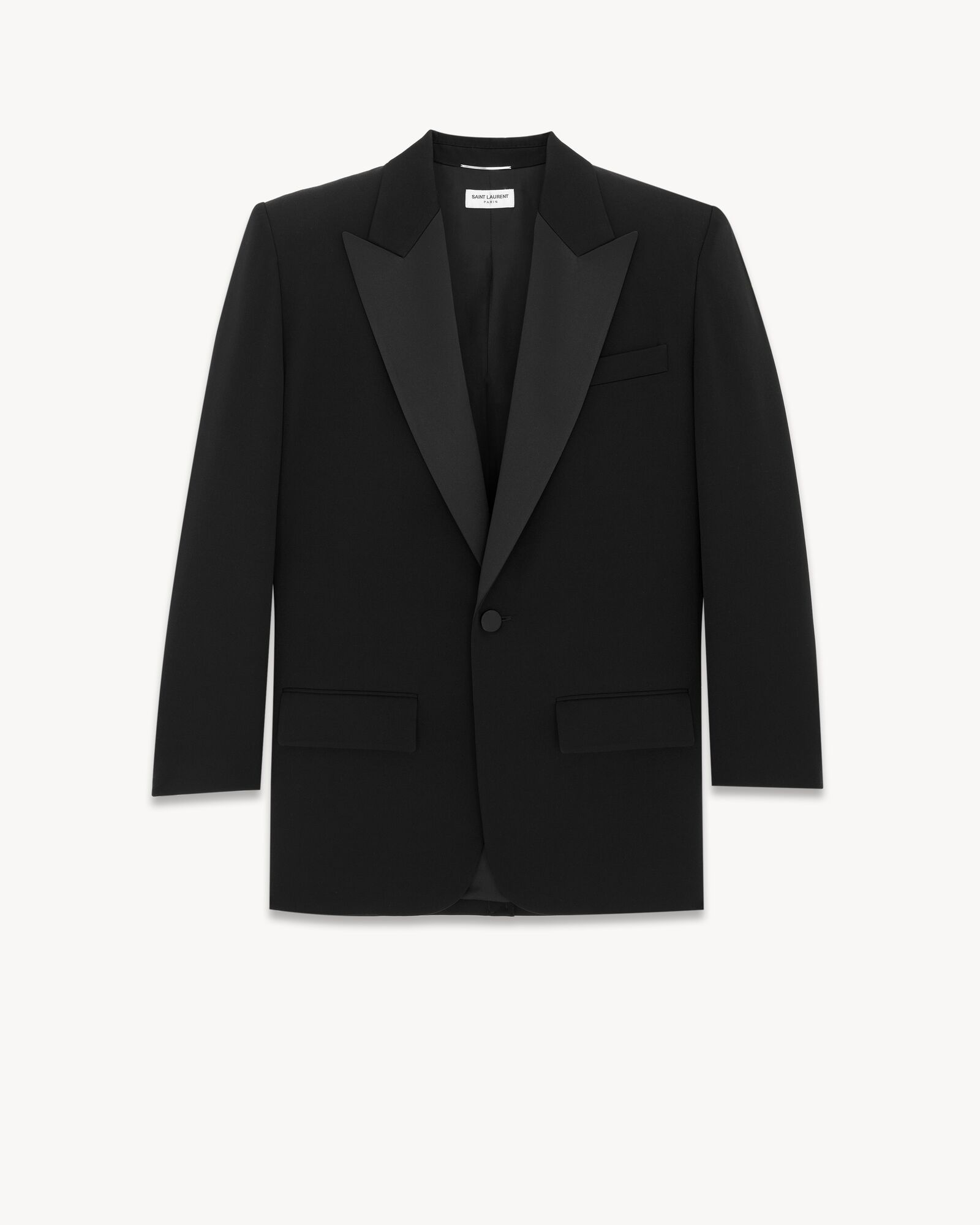 Oversized tuxedo jacket in GRAIN DE POUDRE | Saint Laurent | YSL.com