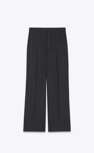 wide-leg pants in pinstripe wool