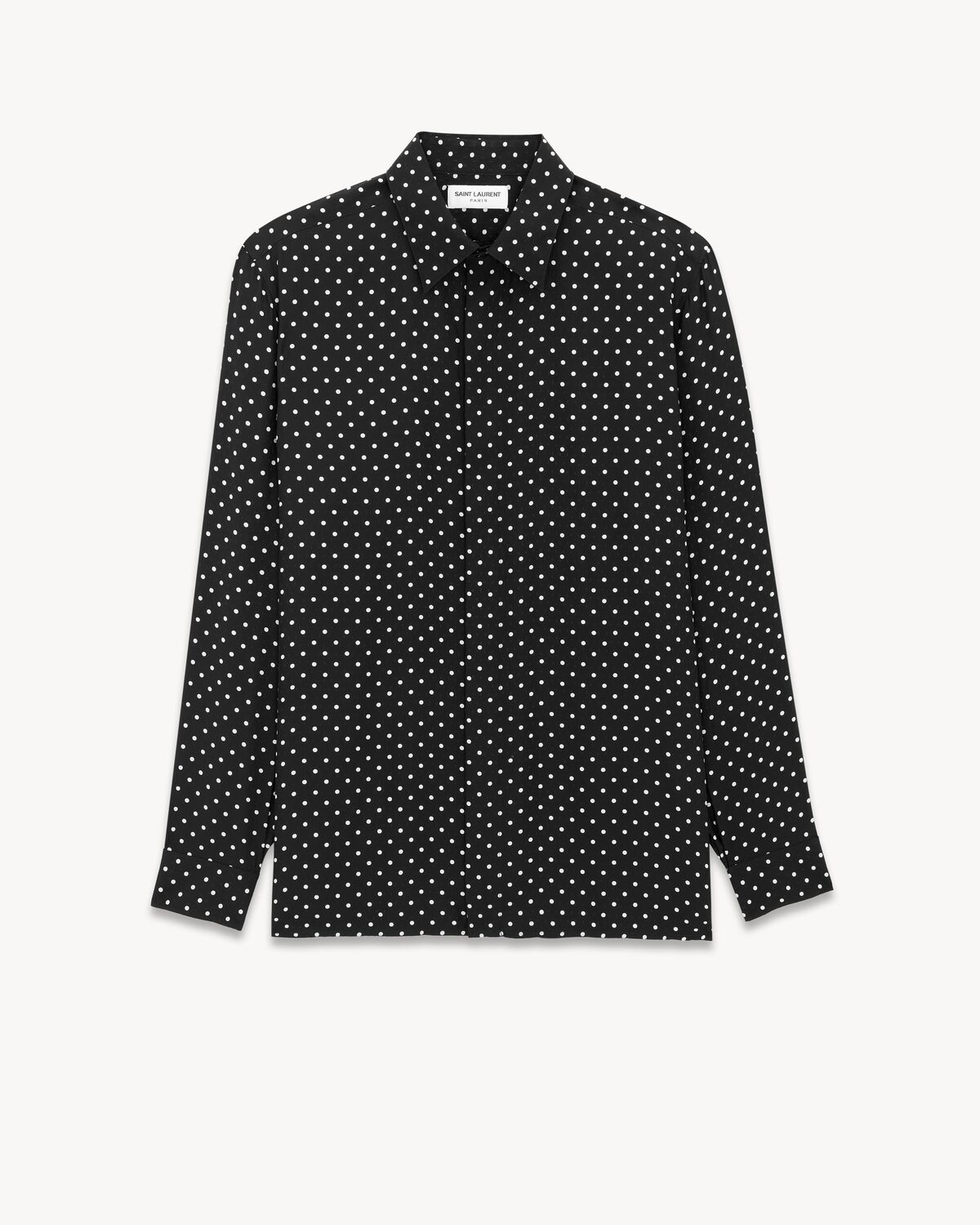 Shirt in Dotted Shiny And Matte Silk Saint Laurent YSL