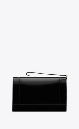 cassandre flap pouch in shiny leather