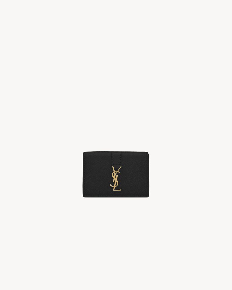 YSL LINE ORIGAMI tiny wallet in grained leather | Saint Laurent