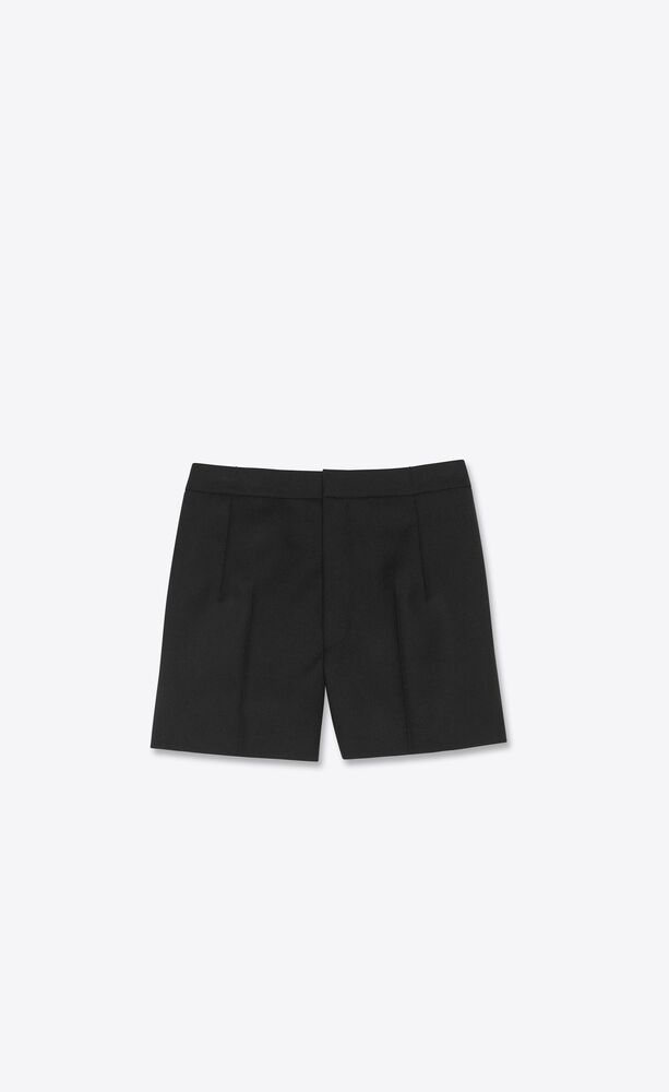 mini-short à plis en gabardine de laine