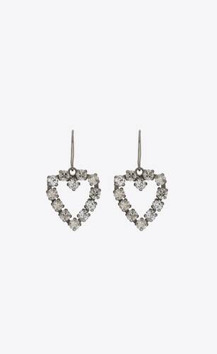 rhinestone open heart earrings in metal